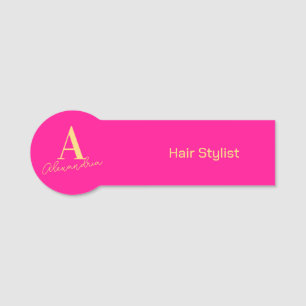 Moderner Monogram Name Hair Stylist Mitarbeiter Namensschild