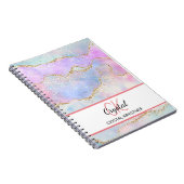 Moderner Monogram Pastel Rainbow Glitzer Notizblock (Rechte Seite)