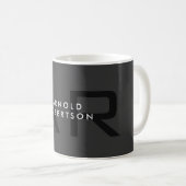 Moderner Monogram Schlicht Grau Trendy Add Name Kaffeetasse (VorderseiteRechts)