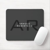 Moderner Monogram Schlicht Grau Trendy Add Name Mousepad (Mit Mouse)