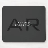 Moderner Monogram Schlicht Grau Trendy Add Name Mousepad (Vorne)