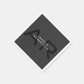 Moderner Monogram Schlicht Grau Trendy Add Name Serviette (Ecke)