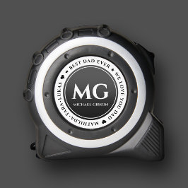 Moderner Monogram Schwarz-weißer GeburtstagsVater Maßband