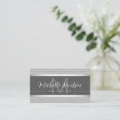 Moderner Monogram Silver Makeup Artist Friseur Sal Visitenkarte (Stehend Vorderseite)