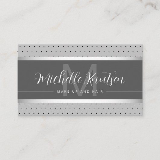 Moderner Monogram Silver Makeup Artist Friseur Sal Visitenkarte (Vorderseite)