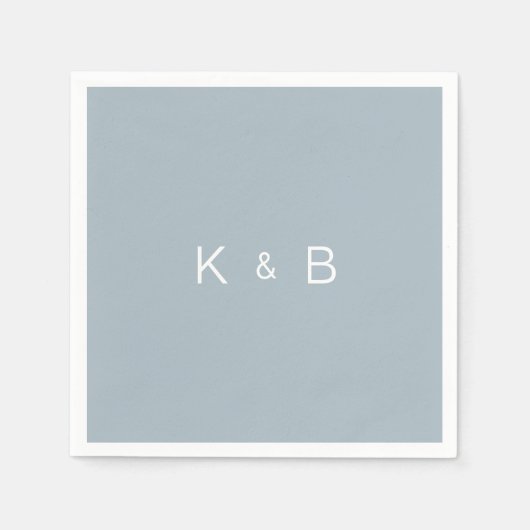 Moderner Monogram Simple Dusty Blue Cocktail Serviette (Vorderseite)