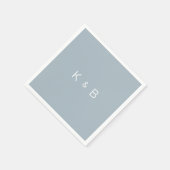 Moderner Monogram Simple Dusty Blue Cocktail Serviette (Ecke)