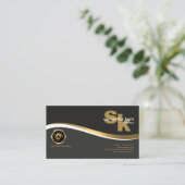 Moderner Monogram Stylischer Gold Wave Chauffeur Visitenkarte (Stehend Vorderseite)