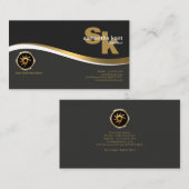 Moderner Monogram Stylischer Gold Wave Chauffeur Visitenkarte (Vorne/Hinten)