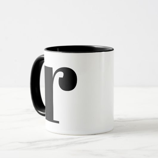 Moderner Monogramm-Anfangsbuchstaben oder Schwarz/ Tasse (Vorderseite Links)