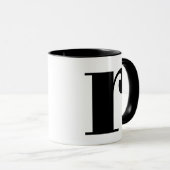 Moderner Monogramm-Anfangsbuchstaben oder Schwarz/ Tasse (VorderseiteRechts)