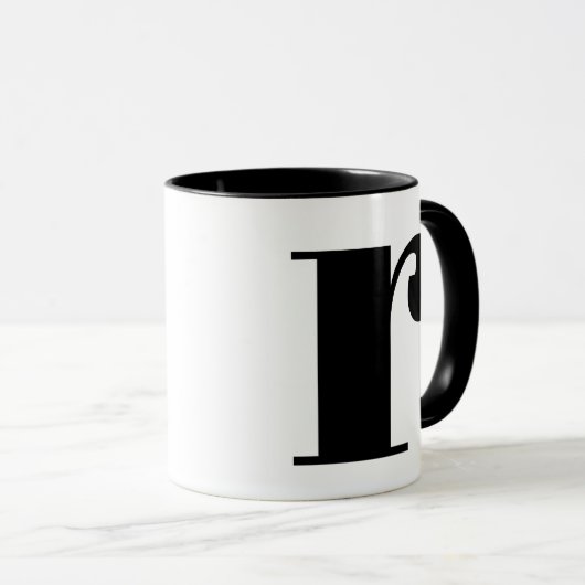 Moderner Monogramm-Anfangsbuchstaben oder Schwarz/ Tasse (VorderseiteRechts)