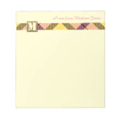 Moderner Monogramm Beruflicher Skriptname Tartan Notizblock (Vorderseite)