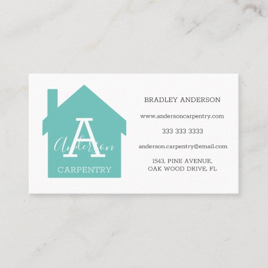 Moderner Monogramm-Carpentry Visitenkarte (Vorderseite)