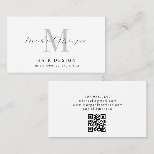 Moderner Monogramm-Friseur Visitenkarte (Vorne/Hinten)