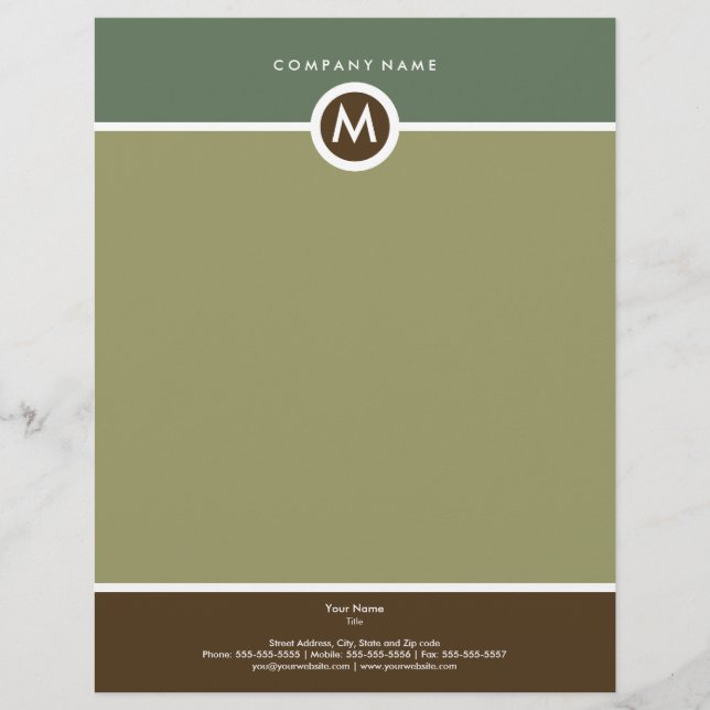 Moderner Monogramm-Geschäfts-Briefkopf Briefbogen (Vorderseite)