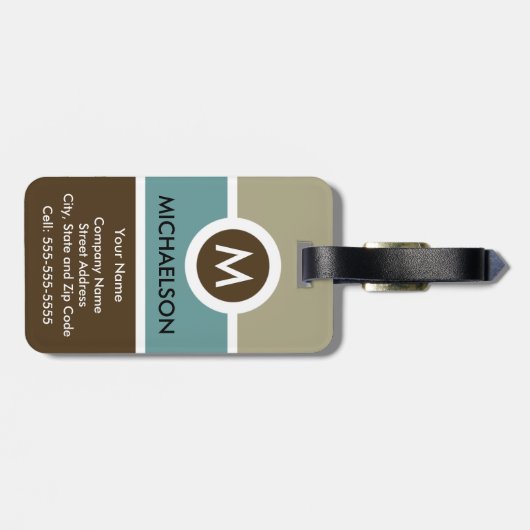 Moderner Monogramm-Geschäfts-Gepäckanhänger - Gepäckanhänger (Rückseite horizontal)