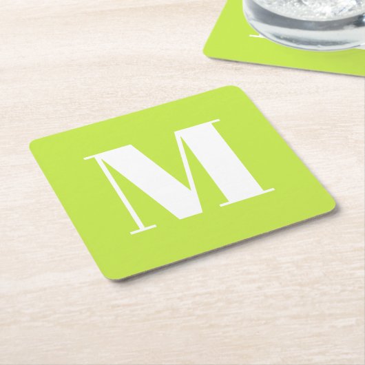 Moderner, monogramm-grüner, individueller Anfangsb Rechteckiger Pappuntersetzer (angewinkelt)