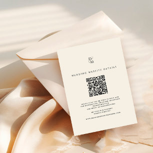 Moderner Monogramm-Hochzeitswebsite-Details QR-Cod Begleitkarte