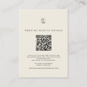 Moderner Monogramm-Hochzeitswebsite-Details QR-Cod Begleitkarte (Vorderseite)