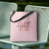 Moderner Monogramm-Individuelle Name rosa Tasche