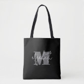 Moderner Monogramm-Individuelle Name Schwarz Tasche (Vorderseite)
