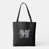 Moderner Monogramm-Individuelle Name Schwarz Tasche (Rückseite)