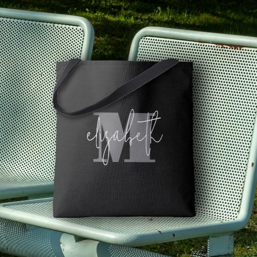 Moderner Monogramm-Individuelle Name Schwarz Tasche