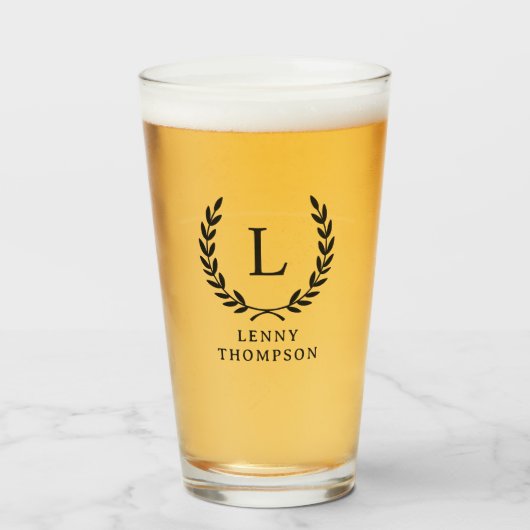 Moderner Monogramm Name Anfangsbuchstabe griechisc Glas (Vorne (Gefüllt))