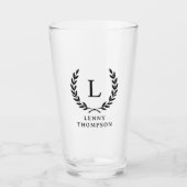 Moderner Monogramm Name Anfangsbuchstabe griechisc Glas (Vorderseite)