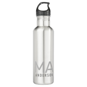 Moderner Monogramm Name Subtil Personalisiert Edelstahlflasche