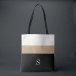 Moderner Monogramm-Schwarz-Goldstreifen Tasche<br><div class="desc">Moderne und schicke,  Ausrüstungsbeschreibungen klassische Schwarze,  Weiß- und Goldstreifen und ein kundengerechtes Monogramm.</div>