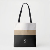 Moderner Monogramm-Schwarz-Goldstreifen Tasche (Vorderseite)