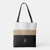 Moderner Monogramm-Schwarz-Goldstreifen Tasche (Rückseite)