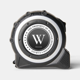 Moderner Monogramm Schwarz-weißer Erstauftragnehme Maßband