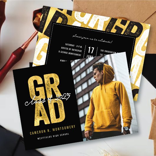 Moderner, muffiger Gold GRAD Stilvoller Foto Absch Ankündigung