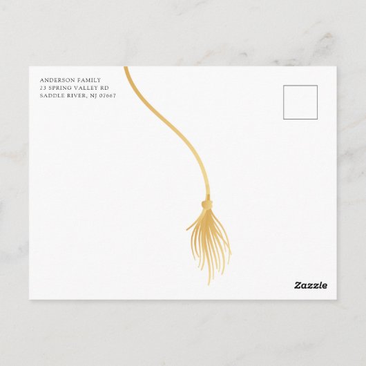 Moderner, muffiger Orange Grad Cap Abschluss Postc Postkarte (Rückseite)