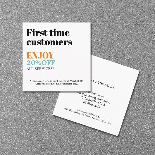Moderner, muffiger und farbenfroher Schönheitssalo Rabattkarte