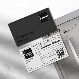 Moderner, muftiger Typografie-Schwarz-Weiß-QR-Code Visitenkarte