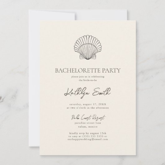 Moderner Muschel Beach Ocean Junggeselinnen-Abschi Einladung (Vorderseite)