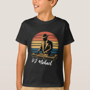 Moderner Musik DJ Mixer Retro Personalisierter Nam T-Shirt