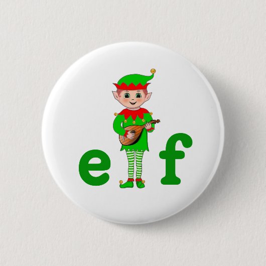 Moderner musikalischer Elf auf Weiß Button (Vorderseite)