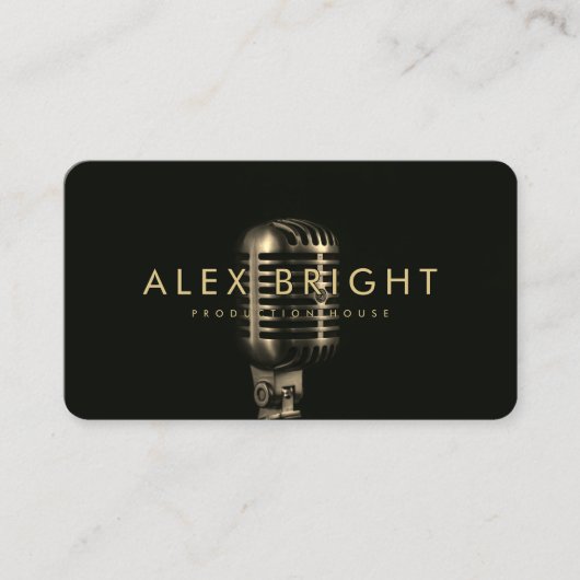 Moderner Musiker Singer Recording Black Gold Mic Visitenkarte (Vorderseite)