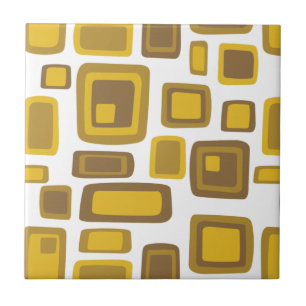 Moderner Mustard Gold Brown Square Mitte des Jahrh Fliese