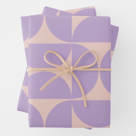 Moderner Musterlavender Mitte des Jahrhunderts Geschenkpapier Set (Beispiel)