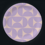 Moderner Musterlavender Mitte des Jahrhunderts Pappteller<br><div class="desc">Retro Mitte Jahrhundert Modernes Muster - Abstrakte geometrische Formen - Minimalistisches Muster in Lavendel / lila / lila und beige.</div>