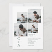 Moderner, mutiger Schriftart sage grün 4 Fotos Gri Einladung (Vorderseite)