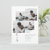 Moderner, mutiger Schriftart sage grün 4 Fotos Gri Einladung (Stehend Vorderseite)