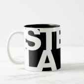 Moderner, mutiger Schriftart Typografie Einzigarti Zweifarbige Tasse (Links)