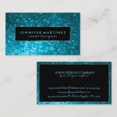 Moderner, mutiger Schwarz-Blau-Glitzer 2 Visitenkarte (Vorne/Hinten)